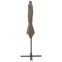 Sombrilla voladiza con poste y luces LED gris taupé 300 cm de vidaXL, Sombrillas - Ref: Foro24-312339, Precio: 122,73 €, Desc...