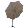 Sombrilla voladiza con poste y luces LED gris taupé 300 cm de vidaXL, Sombrillas - Ref: Foro24-312339, Precio: 122,73 €, Desc...