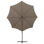 Sombrilla voladiza con poste y luces LED gris taupé 300 cm de vidaXL, Sombrillas - Ref: Foro24-312339, Precio: 122,73 €, Desc...