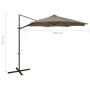 Sombrilla voladiza con poste y luces LED gris taupé 300 cm de vidaXL, Sombrillas - Ref: Foro24-312339, Precio: 122,73 €, Desc...