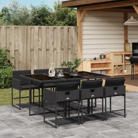 Set de comedor de jardín 7 pzas y cojines ratán sintético negro de , Conjuntos de jardín - Ref: Foro24-3211267, Precio: 378,6...