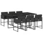 Set de comedor de jardín 7 pzas y cojines ratán sintético negro de , Conjuntos de jardín - Ref: Foro24-3211267, Precio: 378,6...
