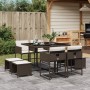 Set comedor para jardín 9 pzas y cojines ratán sintético marrón de , Conjuntos de jardín - Ref: Foro24-3211317, Precio: 345,5...