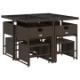 Set comedor para jardín 9 pzas y cojines ratán sintético marrón de , Conjuntos de jardín - Ref: Foro24-3211317, Precio: 345,5...