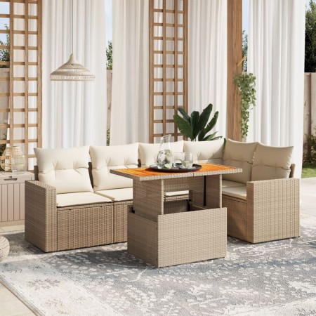 Juego de sofás jardín con cojines 6 pzas ratán sintético beige de , Conjuntos de jardín - Ref: Foro24-3271303, Precio: 440,29...