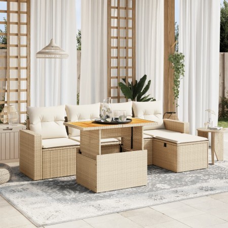 Juego de sofás jardín con cojines 6 pzas ratán sintético beige de , Conjuntos de jardín - Ref: Foro24-3275585, Precio: 415,77...