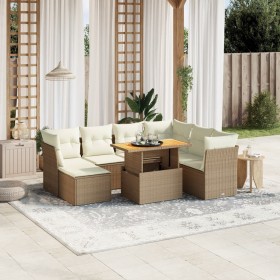 Juego de sofás de jardín con cojines beige 8 pzas ratán PE de , Conjuntos de jardín - Ref: Foro24-3275494, Precio: 551,06 €, ...