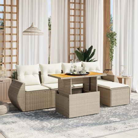 Juego de sofás jardín con cojines 6 pzas ratán sintético beige de , Conjuntos de jardín - Ref: Foro24-3275809, Precio: 446,33...