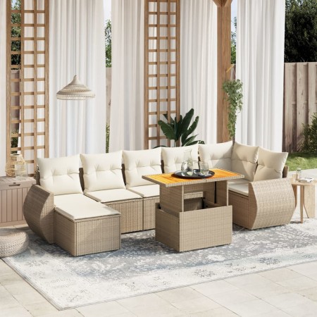 Juego de sofás de jardín con cojines beige 8 pzas ratán PE de , Conjuntos de jardín - Ref: Foro24-3275823, Precio: 580,20 €, ...