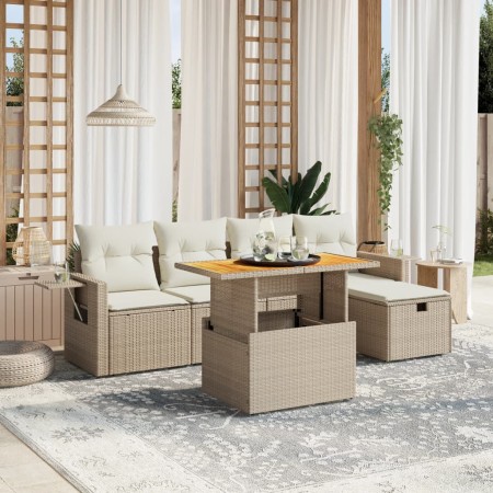 Juego de sofás jardín con cojines 6 pzas ratán sintético beige de , Conjuntos de jardín - Ref: Foro24-3275697, Precio: 420,31...