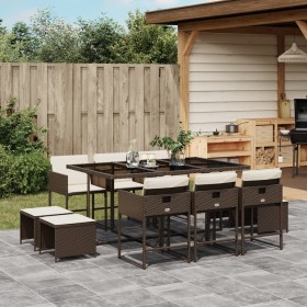 Set comedor de jardín 11 pzas y cojines ratán sintético marrón de , Conjuntos de jardín - Ref: Foro24-3211329, Precio: 473,81...