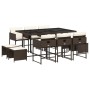 Set comedor de jardín 11 pzas y cojines ratán sintético marrón de , Conjuntos de jardín - Ref: Foro24-3211329, Precio: 473,81...