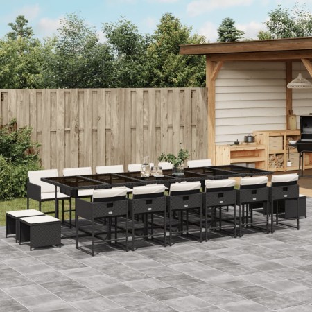 Set de muebles jardín 17 pzas con cojines ratán sintético negro de , Conjuntos de jardín - Ref: Foro24-3211362, Precio: 854,2...