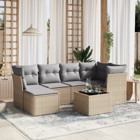Juego de sofás jardín con cojines beige mezcla 7 pzas ratán PE de , Conjuntos de jardín - Ref: Foro24-3263185, Precio: 423,68...