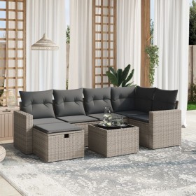 Set de sofás de jardín 7 piezas con cojines ratán PE gris de , Conjuntos de jardín - Ref: Foro24-3263496, Precio: 411,99 €, D...