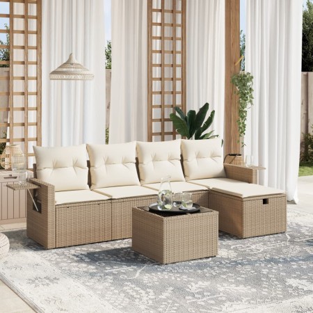 Juego de sofás jardín con cojines 6 pzas ratán sintético beige de , Conjuntos de jardín - Ref: Foro24-3263784, Precio: 378,03...