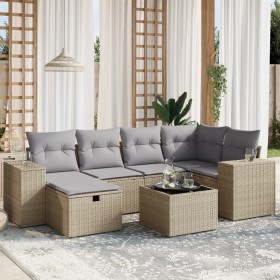 Juego de sofás jardín con cojines beige mezcla 7 pzas ratán PE de , Conjuntos de jardín - Ref: Foro24-3264425, Precio: 448,40...