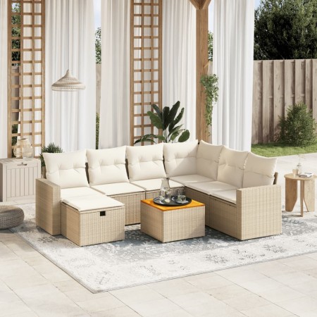 Juego de sofás de jardín con cojines beige 8 pzas ratán PE de , Conjuntos de jardín - Ref: Foro24-3264852, Precio: 501,70 €, ...