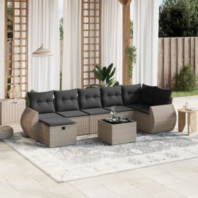 Set de sofás de jardín 8 pzas y cojines ratán sintético gris de , Conjuntos de jardín - Ref: Foro24-3264136, Precio: 493,85 €...