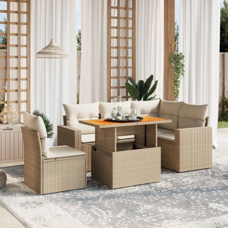 Juego de sofás jardín con cojines 6 pzas ratán sintético beige de , Conjuntos de jardín - Ref: Foro24-3271317, Precio: 440,29...