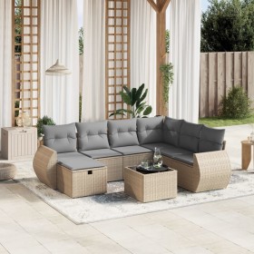 Juego de sofás jardín con cojines beige mezcla 8 pzas ratán PE de , Conjuntos de jardín - Ref: Foro24-3264155, Precio: 502,02...