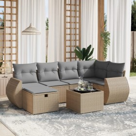 Juego de sofás jardín con cojines beige mezcla 7 pzas ratán PE de , Conjuntos de jardín - Ref: Foro24-3264115, Precio: 443,80...