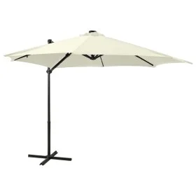 Ampelschirm mit Mast und LED-Leuchten, sandfarben, 300 cm von vidaXL, Sonnenschirme - Ref: Foro24-312328, Preis: 160,92 €, Ra...