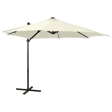 Sombrilla voladiza con poste y luces LED arena 300 cm de vidaXL, Sombrillas - Ref: Foro24-312328, Precio: 160,92 €, Descuento: %