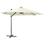 Sombrilla voladiza con poste y luces LED arena 300 cm de vidaXL, Sombrillas - Ref: Foro24-312328, Precio: 165,52 €, Descuento: %