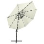 Sombrilla voladiza con poste y luces LED arena 300 cm de vidaXL, Sombrillas - Ref: Foro24-312328, Precio: 165,52 €, Descuento: %