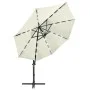 Sombrilla voladiza con poste y luces LED arena 300 cm de vidaXL, Sombrillas - Ref: Foro24-312328, Precio: 160,92 €, Descuento: %