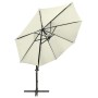 Sombrilla voladiza con poste y luces LED arena 300 cm de vidaXL, Sombrillas - Ref: Foro24-312328, Precio: 165,52 €, Descuento: %