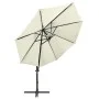 Sombrilla voladiza con poste y luces LED arena 300 cm de vidaXL, Sombrillas - Ref: Foro24-312328, Precio: 160,92 €, Descuento: %