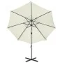 Sombrilla voladiza con poste y luces LED arena 300 cm de vidaXL, Sombrillas - Ref: Foro24-312328, Precio: 160,92 €, Descuento: %