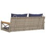 Banco columpio con cojines ratán sintético gris 109x62x40 cm de , Bancos de jardín - Ref: Foro24-368159, Precio: 120,96 €, De...