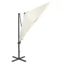 Sombrilla voladiza con poste y luces LED arena 300 cm de vidaXL, Sombrillas - Ref: Foro24-312328, Precio: 160,92 €, Descuento: %
