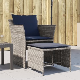 Sillón de jardín con reposapiés ratán sintético gris de , Conjuntos de jardín - Ref: Foro24-368623, Precio: 122,96 €, Descuen...