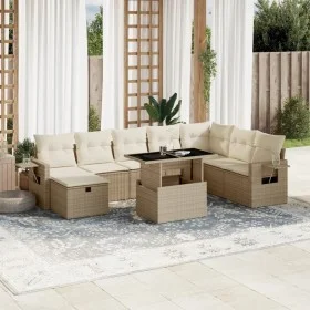 Set de sofás de jardín 9 pzas con cojines ratán sintético beige by , Garden sets - Ref: Foro24-3275028, Price: 662,72 €, Disc...