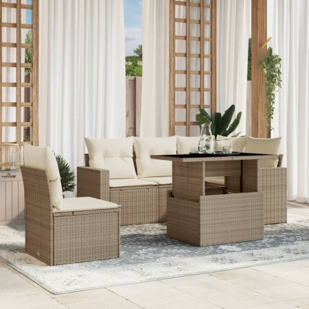 Juego de sofás jardín con cojines 6 pzas ratán sintético beige de , Conjuntos de jardín - Ref: Foro24-3267278, Precio: 451,45...