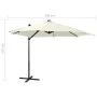Sombrilla voladiza con poste y luces LED arena 300 cm de vidaXL, Sombrillas - Ref: Foro24-312328, Precio: 160,92 €, Descuento: %