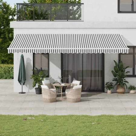 Toldo retráctil manual con luces LED antracita blanco 600x300cm de , Toldos - Ref: Foro24-3215790, Precio: 514,19 €, Descuent...