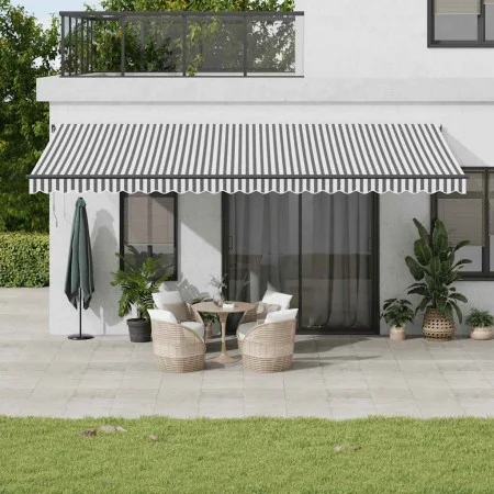 Toldo retráctil manual con luz LED antracita y blanco 600x300cm by , Awnings - Ref: Foro24-3310244, Price: 566,06 €, Discount: %