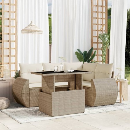 Juego de sofás jardín con cojines 5 pzas ratán sintético beige de , Conjuntos de jardín - Ref: Foro24-3268508, Precio: 429,42...