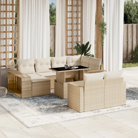 Set de sofás de jardín 11pzas con cojines ratán sintético beige de , Conjuntos de jardín - Ref: Foro24-3274581, Precio: 662,1...