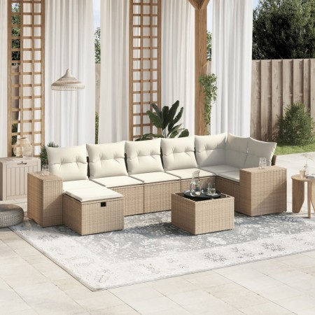 Juego de sofás de jardín con cojines beige 8 pzas ratán PE de , Conjuntos de jardín - Ref: Foro24-3264444, Precio: 529,69 €, ...