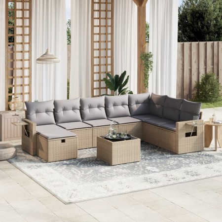 Juego de sofás jardín con cojines beige mezcla 9 pzas ratán PE de , Conjuntos de jardín - Ref: Foro24-3263905, Precio: 537,88...