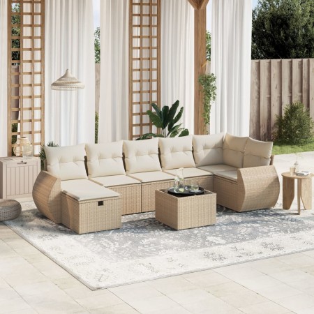 Juego de sofás de jardín con cojines beige 8 pzas ratán PE de , Conjuntos de jardín - Ref: Foro24-3264134, Precio: 548,98 €, ...