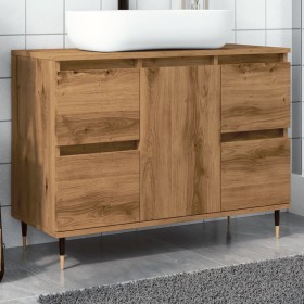 Mueble de baño madera de ingeniería roble artisan 80x33x60 cm de , Muebles de baño - Ref: Foro24-857233, Precio: 126,54 €, De...