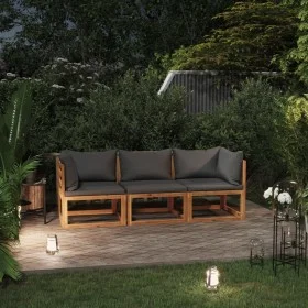 3-Sitzer-Gartensofa mit Kissen aus massivem Akazienholz von vidaXL, Gartensets - Ref: Foro24-3057607, Preis: 326,29 €, Rabatt: %