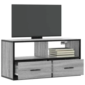 Mueble TV madera ingeniería y metal roble ahumado 80x31x39,5 cm de , Muebles TV - Ref: Foro24-848922, Precio: 51,09 €, Descue...